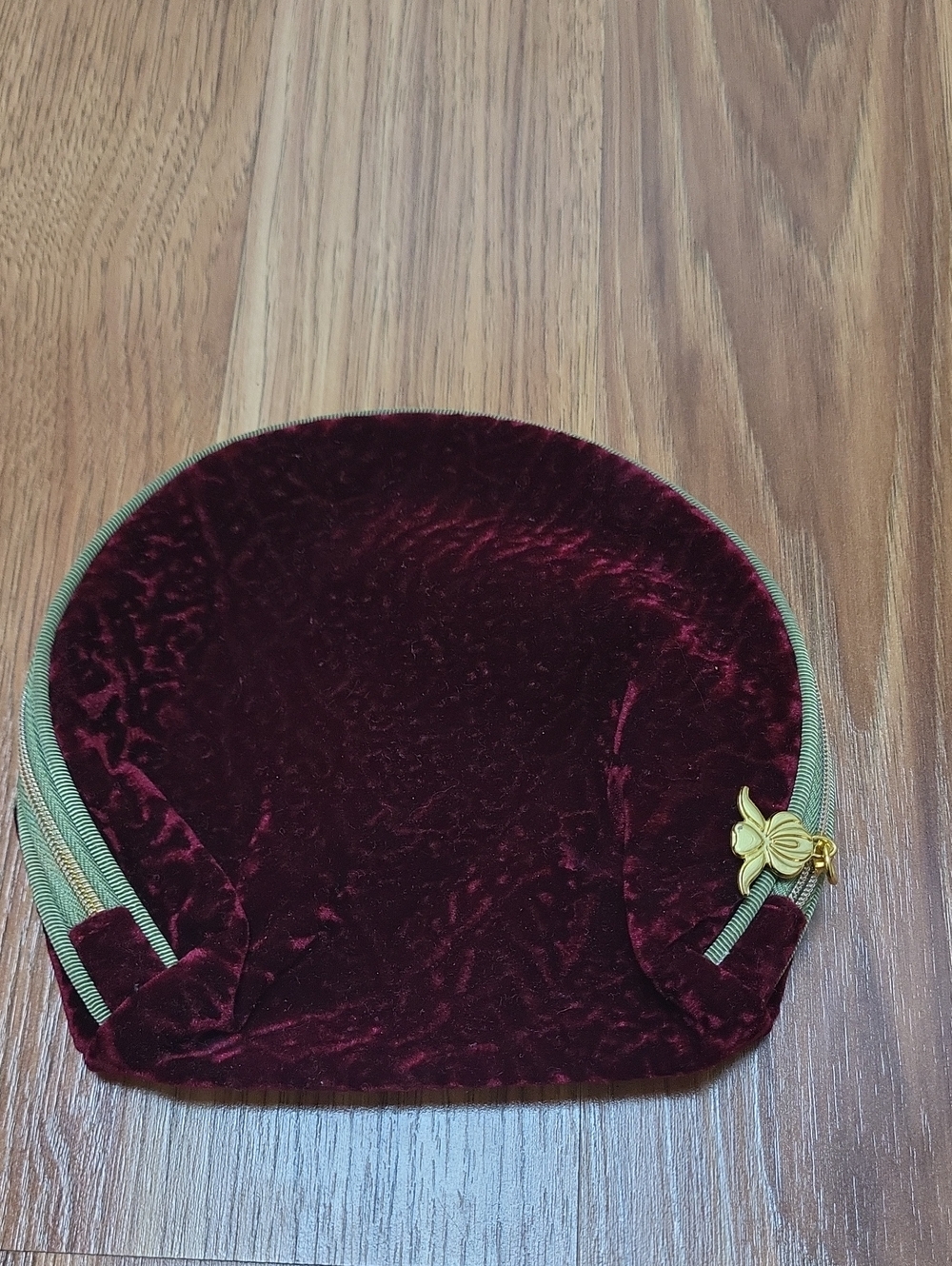 Sisley Burgundy Velvet Cosmetic Bag with Gold Accent